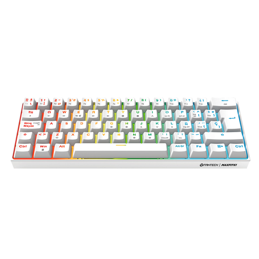 Teclado Fantech Mecánico 60% MAXFIT61 Blanco Red Switch