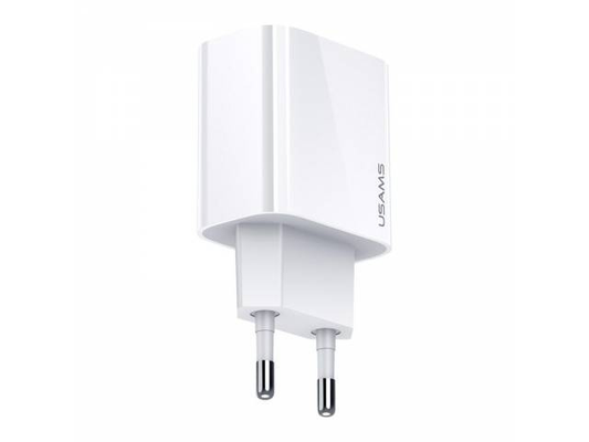 Cargador USAMS T34 20W PD vista lateral enchufes