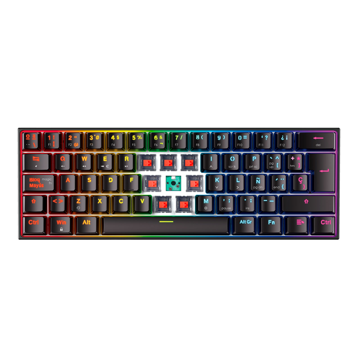 Fantech MAXFIT61 Negro - switches intercambiables Red