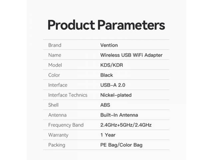 Vention KDSB0 especificaciones técnicas Product Parameters