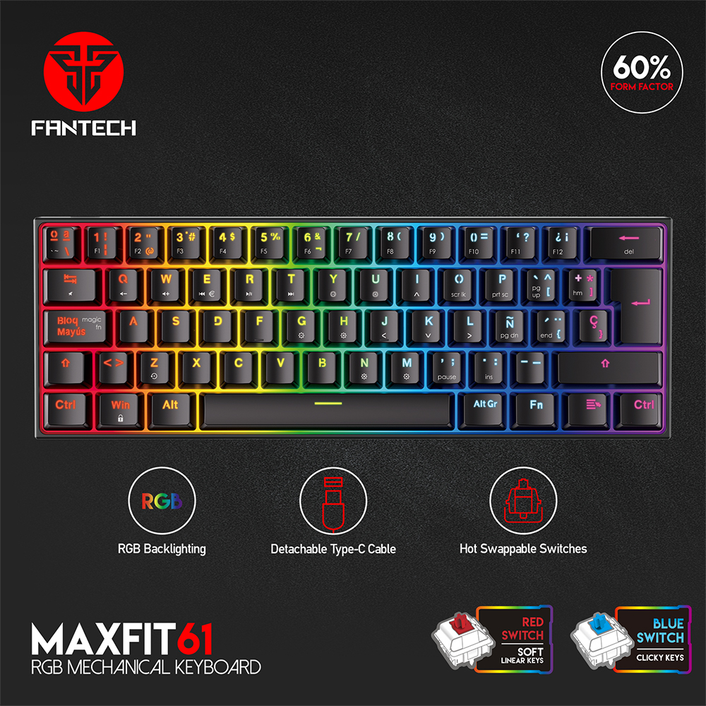 Fantech MAXFIT61 Negro RGB 60% - vista general