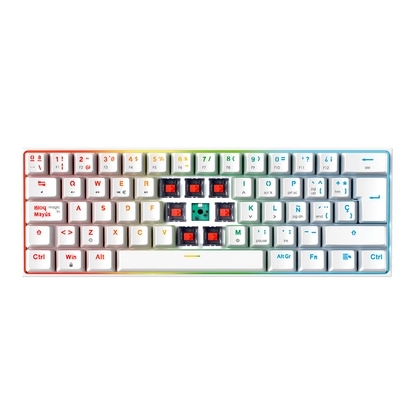 Teclado Fantech Mecánico 60% MAXFIT61 Blanco Red Switch