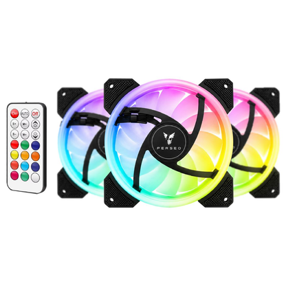 Kit Perseo Heleo 3 Fans ARGB 120mm + Hub + Control Remoto