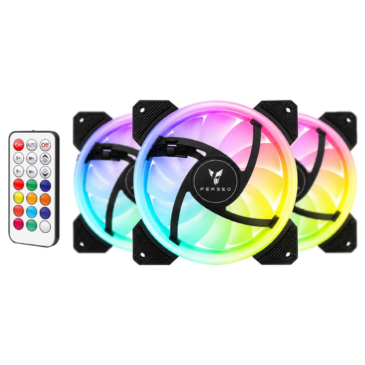 Kit Perseo Heleo 3 Fans ARGB 120mm + Hub + Control Remoto