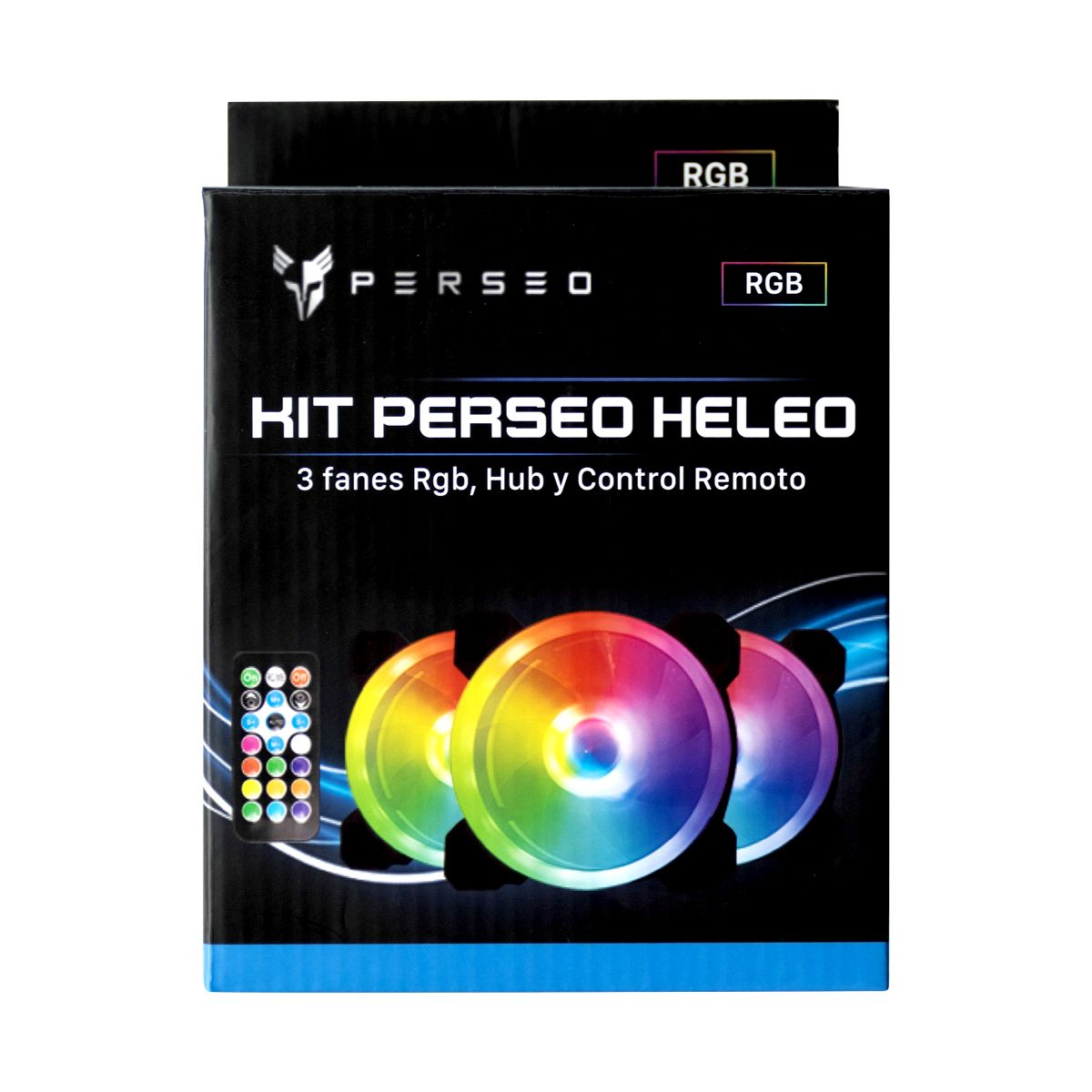 Kit Perseo Heleo 3 Fans ARGB 120mm + Hub + Control Remoto